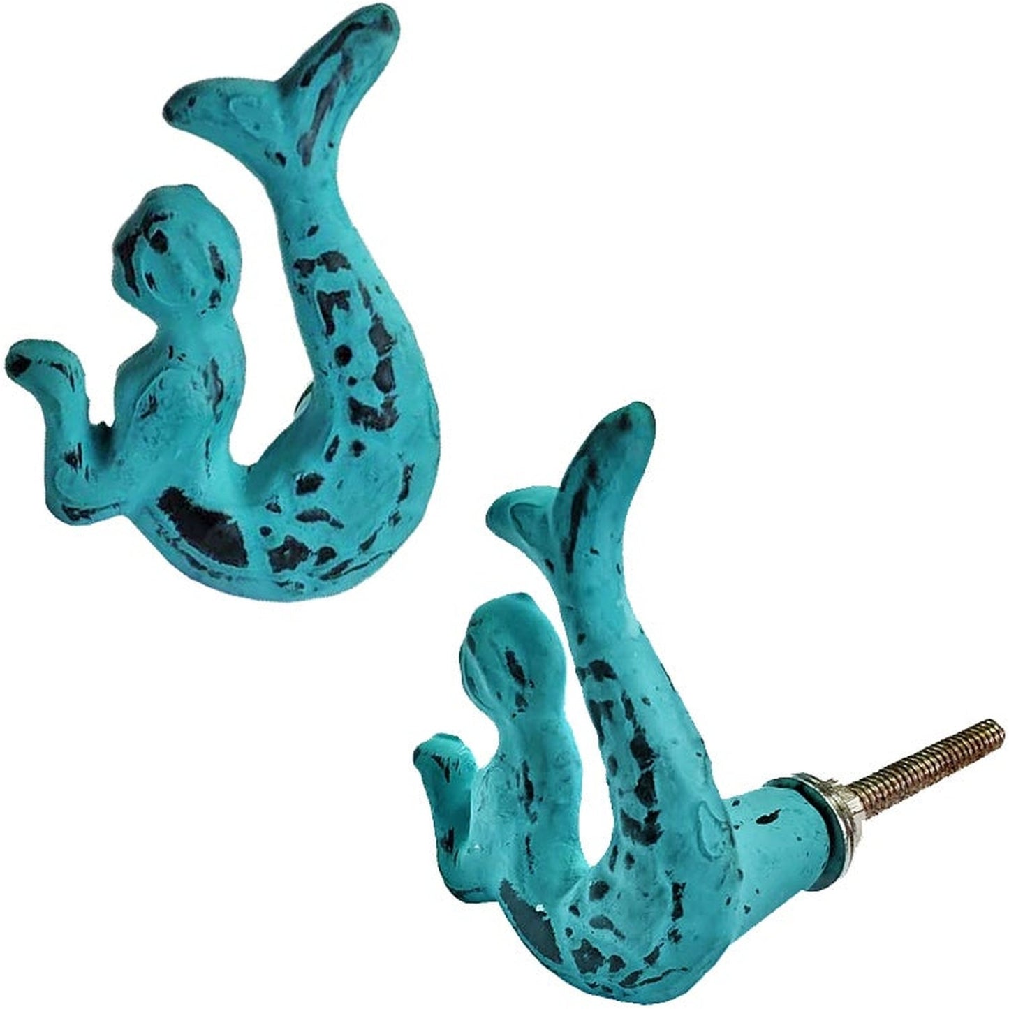 Bouton de sirène en métal, boutons nautiques pour armoires, tiroirs et meubles, turquoise en détresse