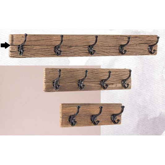Locarno 5 Hook Wall Rack, Wood, Black, 25% Off