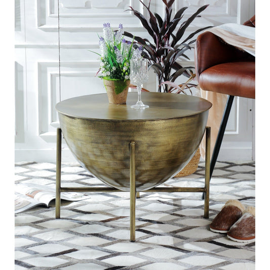 Coffee Table With Metal Legs, Antique Brass Finish, 40% off