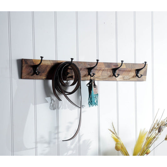 Five Hook Wooden Hanger Board