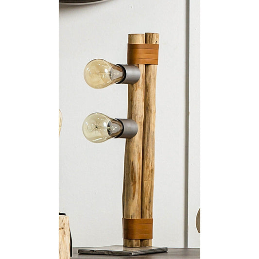 Industrial Wooden Table Lamp, 35% Off
