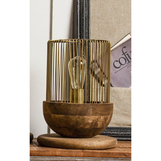 Caged Table Lamp With Wooden Base, Tall, 25% Off