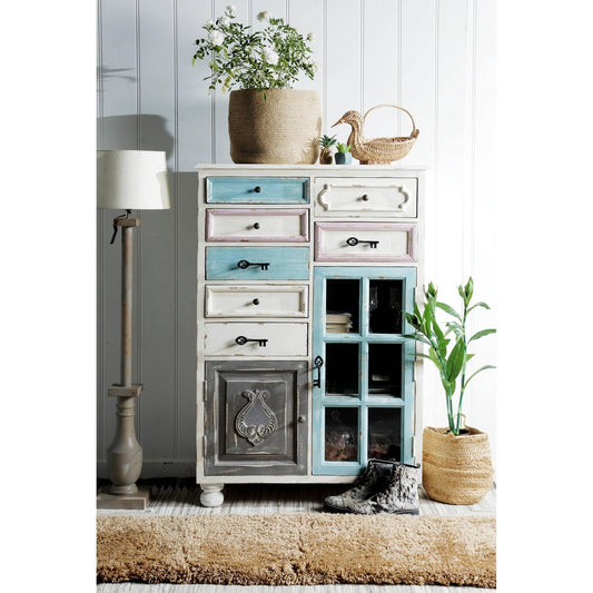 Wooden Multi Drawer Cabinet, Antique Finish