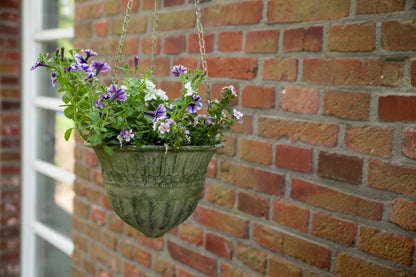 Aged Metal Green Hanging Basket S