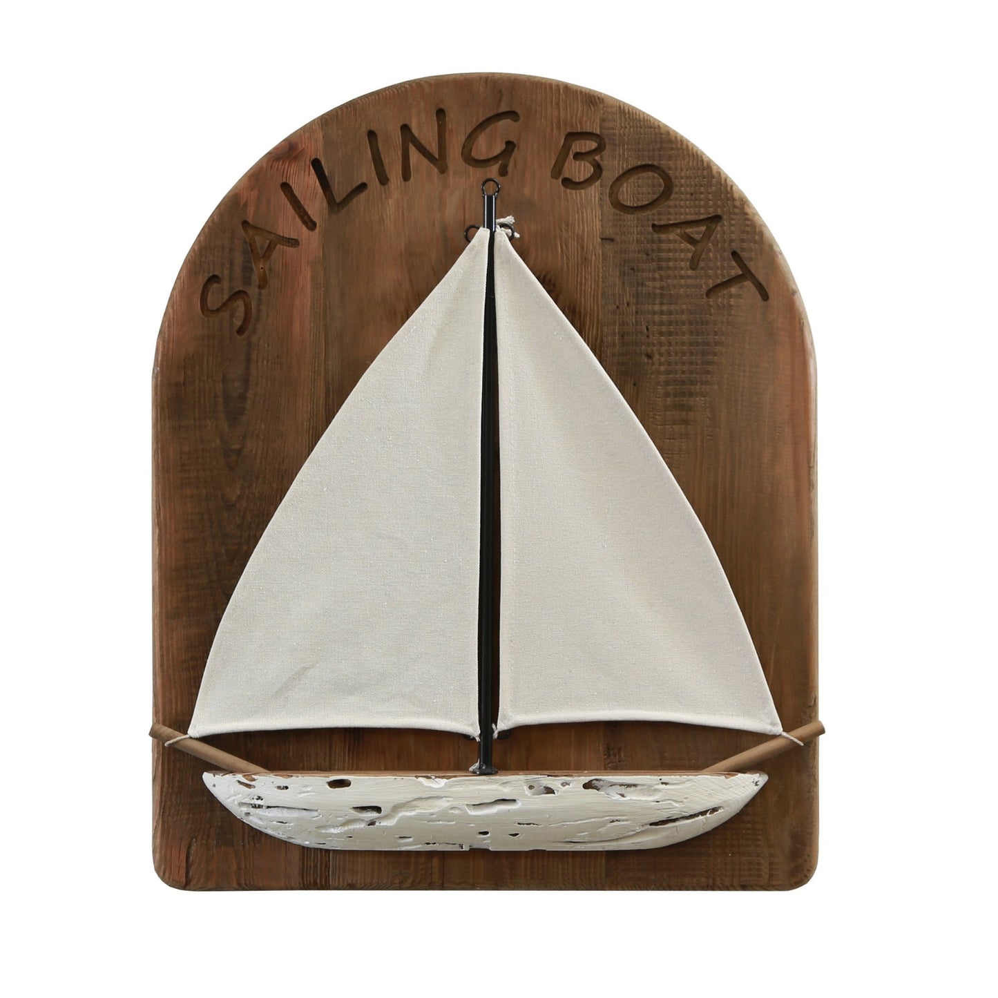 Reclaimed Wooden Sailing Boat Wall Decor, White, 30% Off