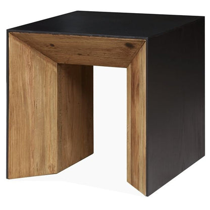 Reclaimed Wooden Side Table, Black Oak Veneer