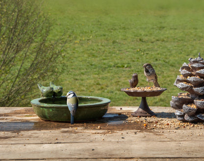 Bains d'oiseaux ronds en céramique, bain d'oiseaux classique pour jardins et arrière-cours - Couleurs assorties