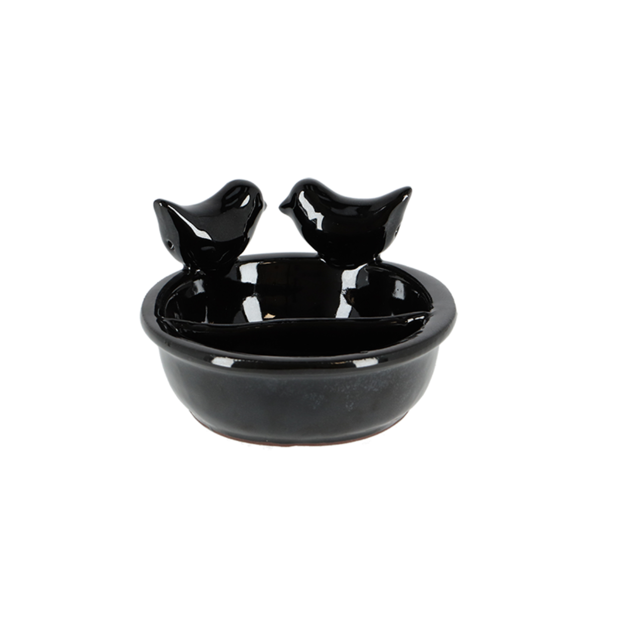 Black Ceramic Bird Feeding And Drinking Bowl