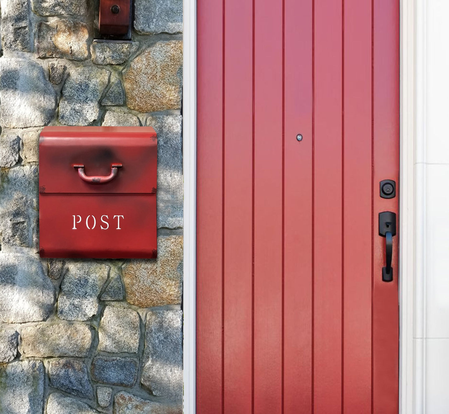 Boîte aux lettres CJ rouge rustique