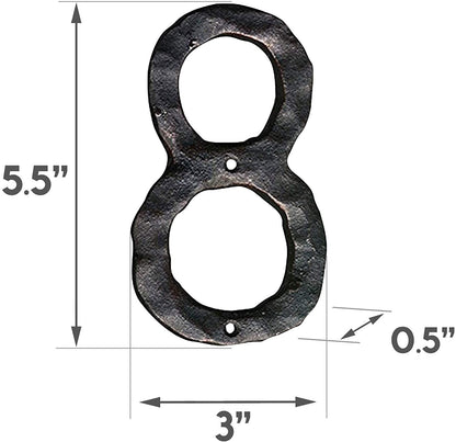 Numéro d'adresse en fonte forgé à la main 8, numéros de maison rustiques, 5,5 pouces,