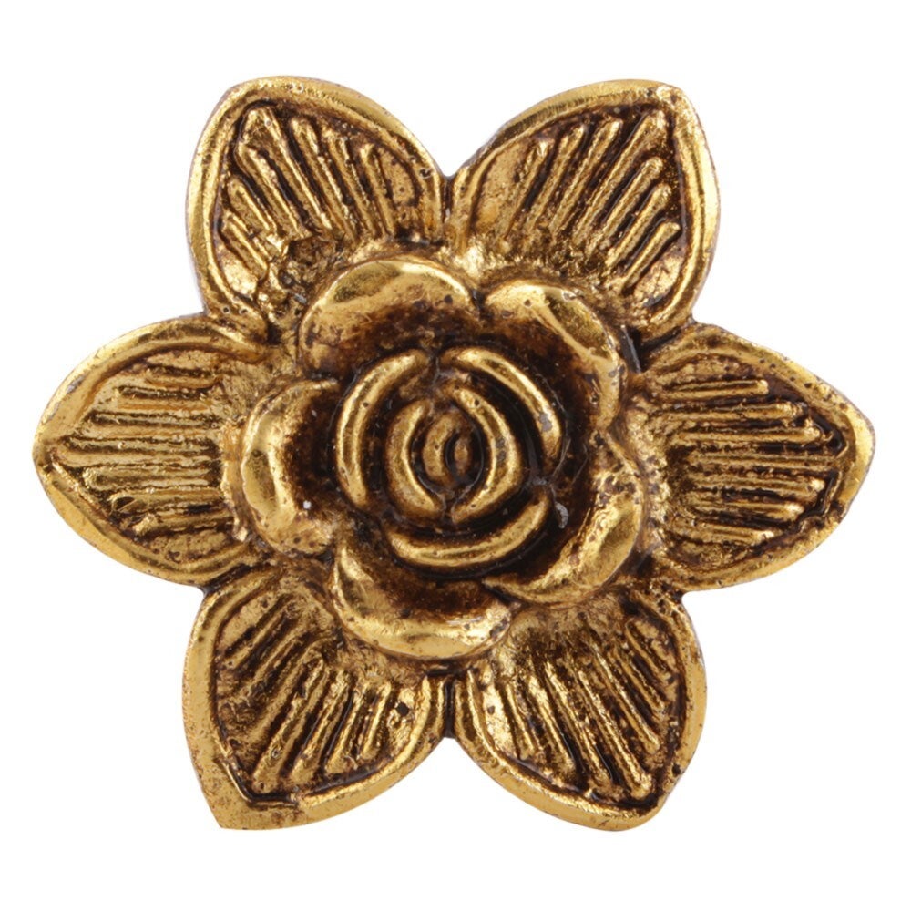 Bouton d'armoire en métal fleur de rose dorée, boutons en fonte robustes - poignées d'armoire rustiques et boutons de porte intérieure pour la maison,