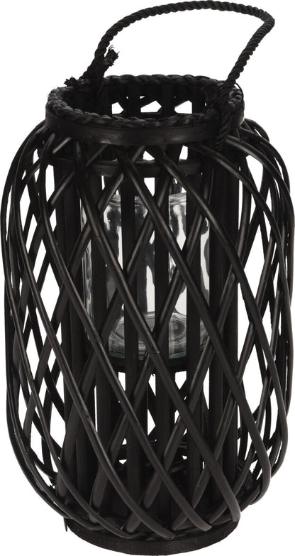 Lantern Split Willow. Black With Rope On Top Each