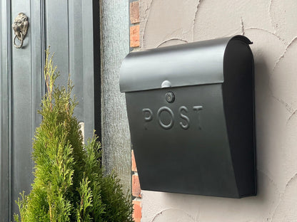 Black Euro Mailbox POST W/Lock