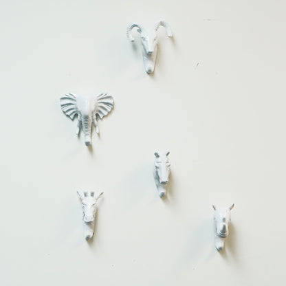 "CROCHET MURAL SAFARI, RHINO, REVÊTEMENT POUDRE BLANC"