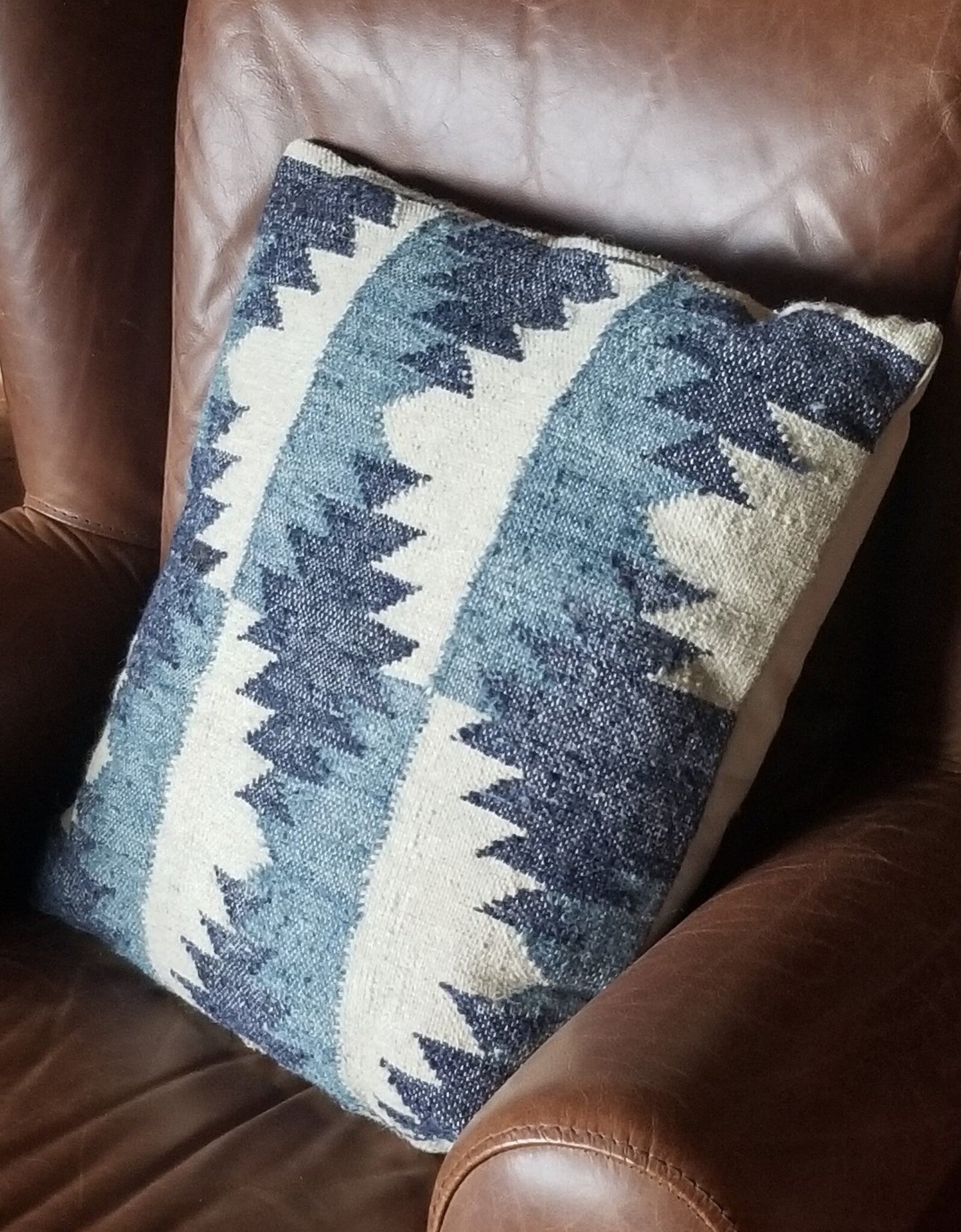 "CUS-NVC11 Coussin en laine tissée à la main, 17,7x17,7in, Bleu, 10% O"