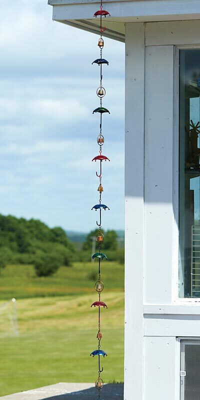 Chaîne de pluie parapluie multicolore, chaînes de pluie décoratives pour gouttières extérieures, 96 pouces