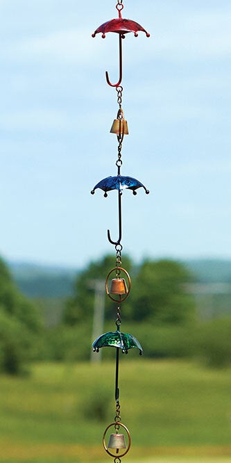 Chaîne de pluie parapluie multicolore, chaînes de pluie décoratives pour gouttières extérieures, 96 pouces