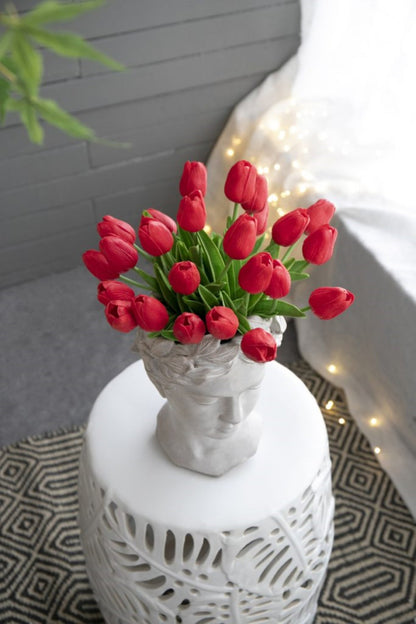 Artificial Tulip 9-Stem Bundle, Red