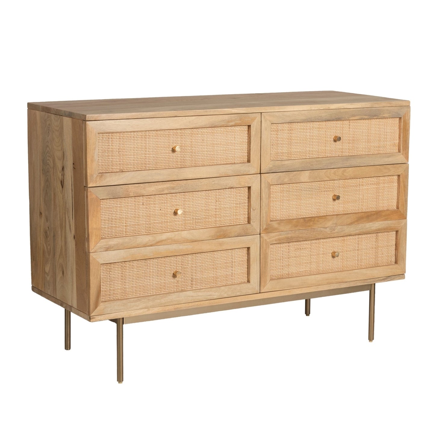 Commode Raphia Large, 6 Tiroirs, Naturel