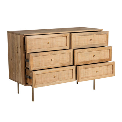 Commode Raphia Large, 6 Tiroirs, Naturel