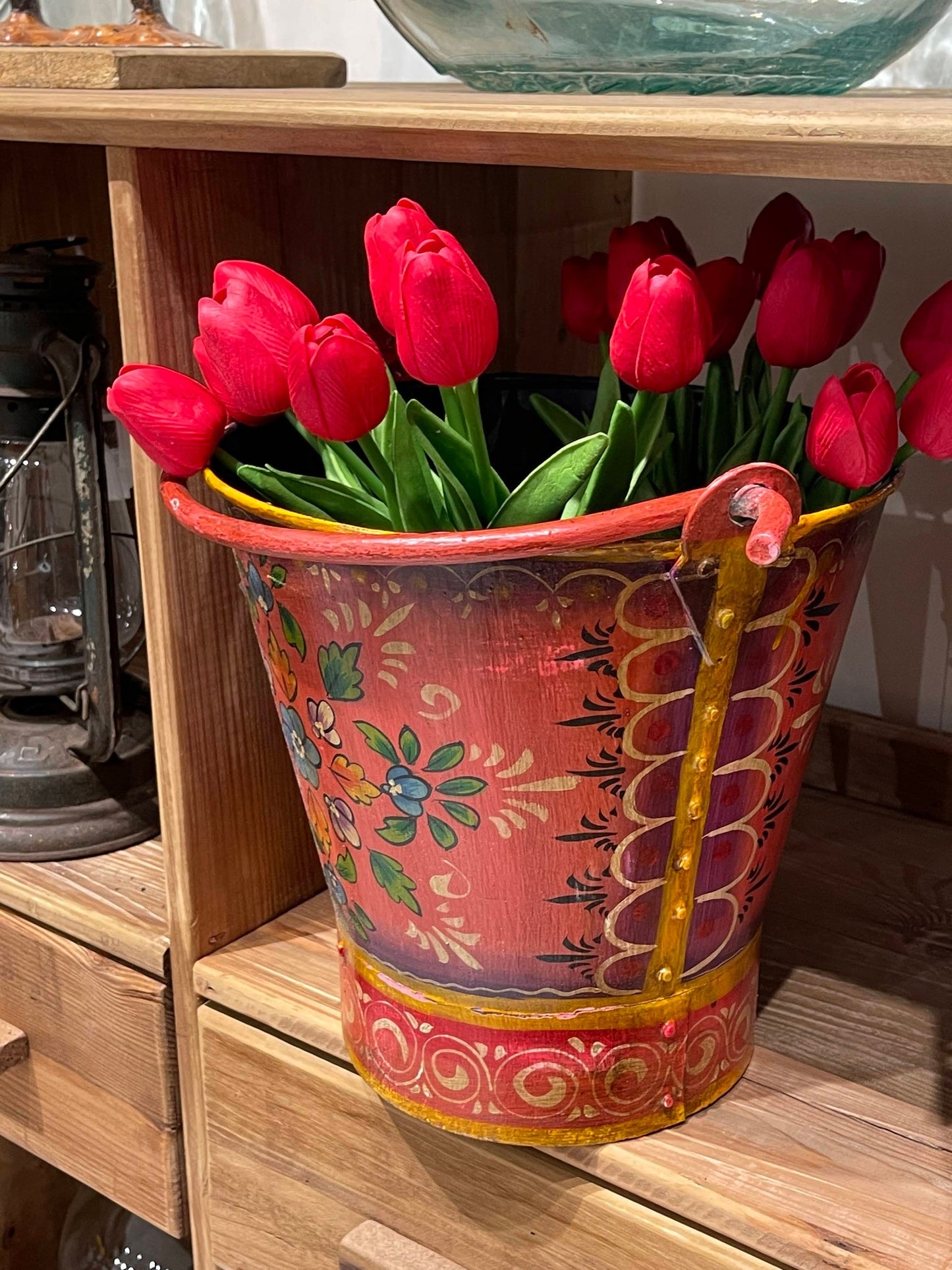 Old Original Iron Bucket, Hand Painted