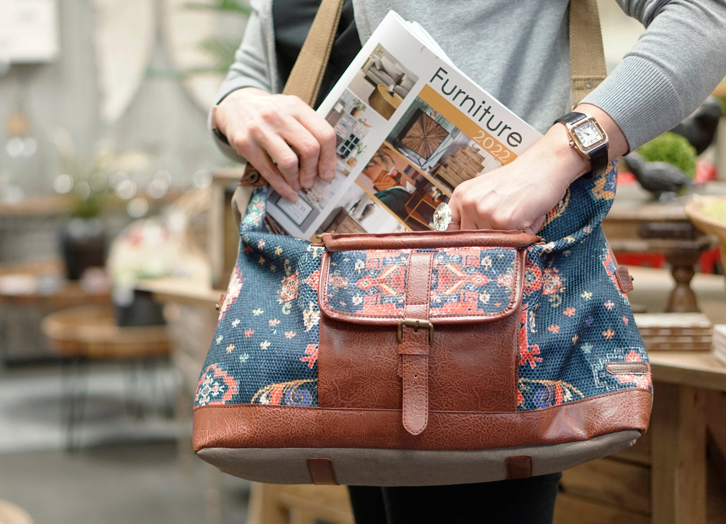 "Sac de sport en toile recyclée Telegraph, bleu"