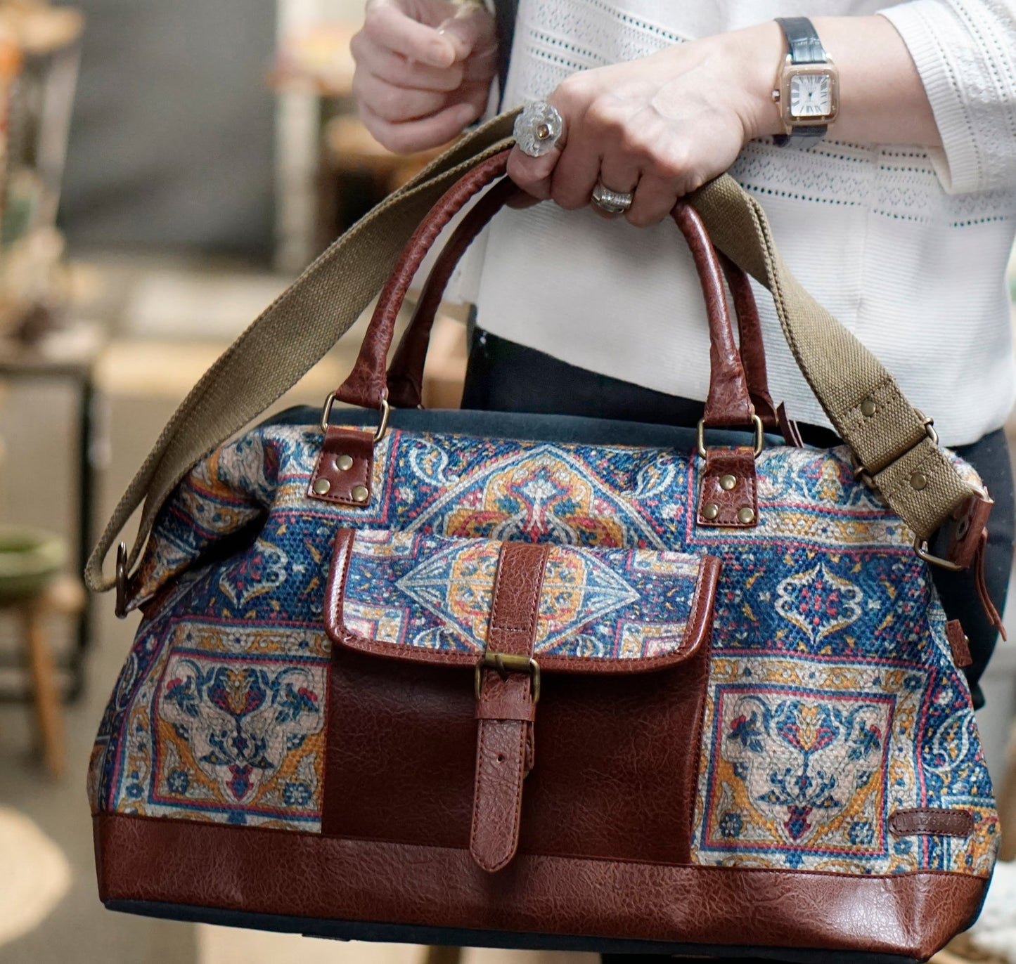 "Sac de sport en toile recyclée Telegraph, jaune"