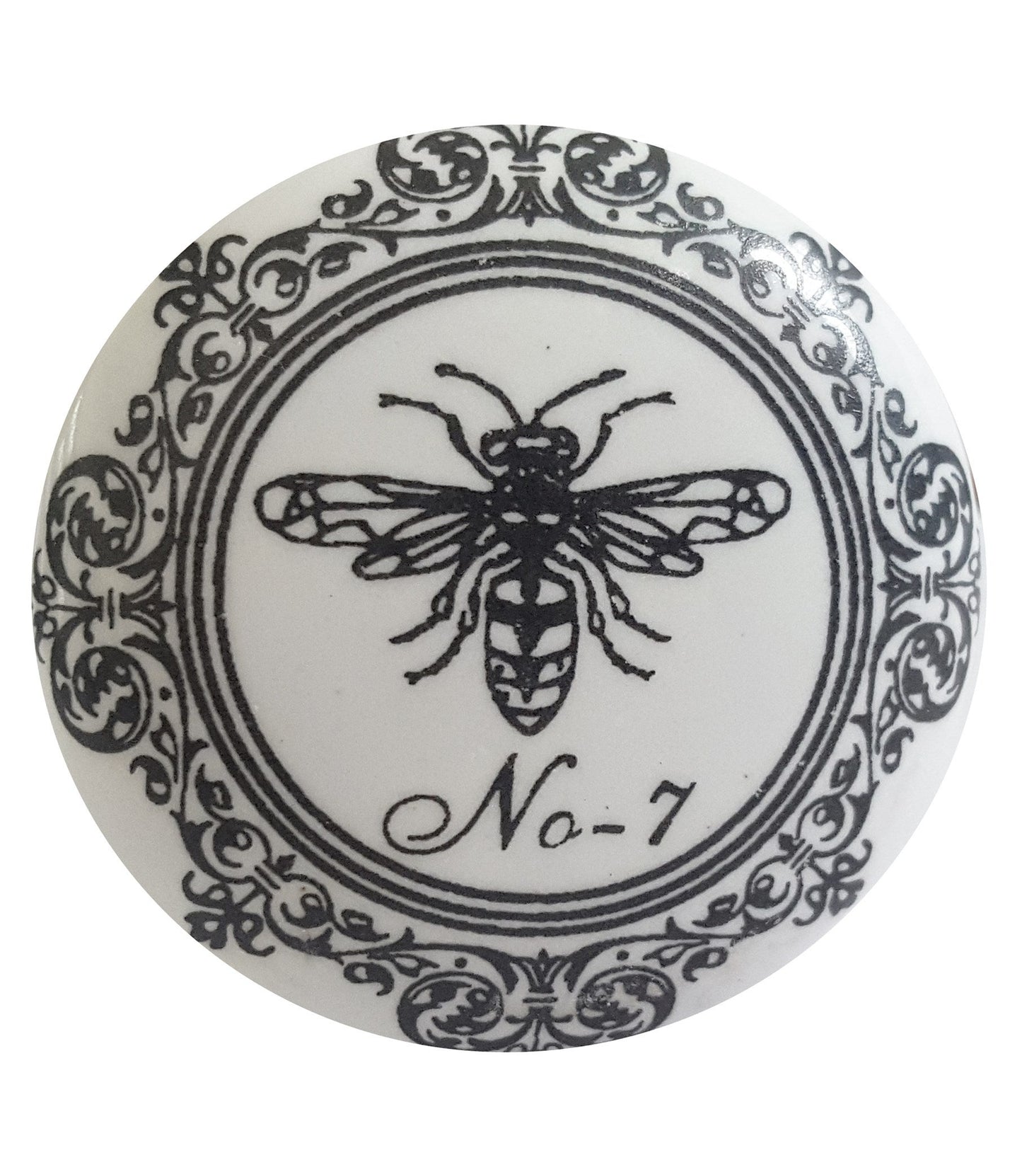 Bouton d'abeille en céramique, boutons vintage pour armoires, tiroirs et meubles, noir et blanc